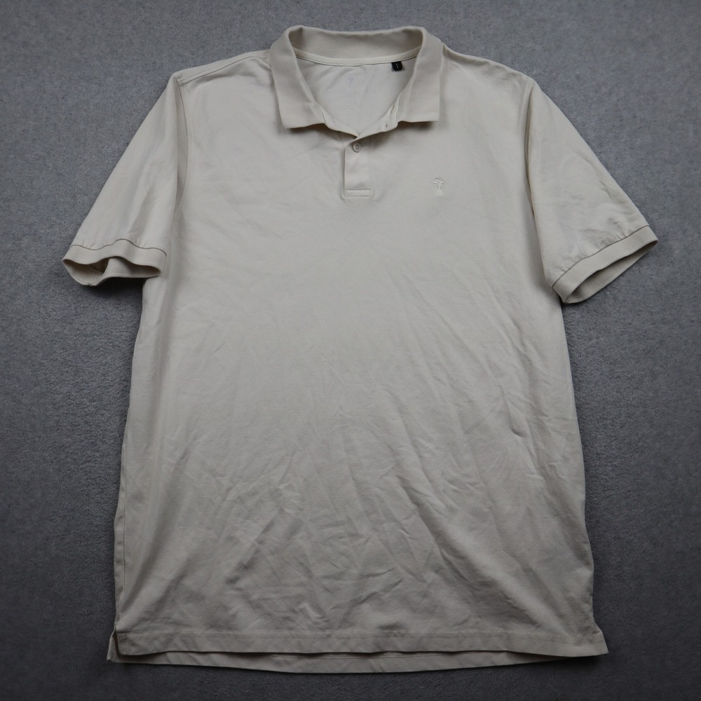 American Tall Polo Shirt Mens LT Large Tall Ivory Short Sleeve Cotton Casual